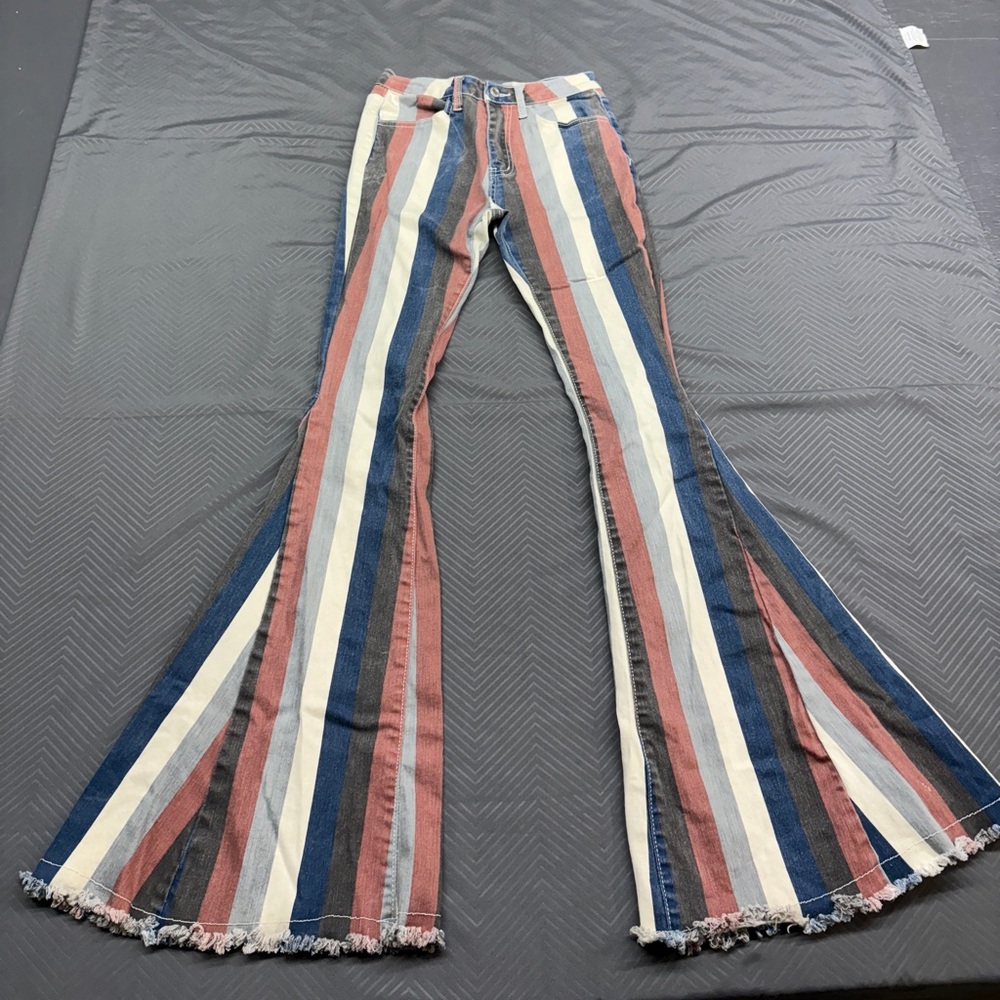 Altar'd State Women’s Multicolor Vertical Stripe Flare Jeans Size S